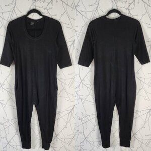 Wooly Doodle Lounj Black Bamboo Cotton Romper One Piece